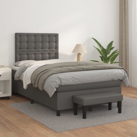 Cama box spring con colchón cuero sintético gris 120x200 cm de vidaXL, Camas y somieres - Ref: Foro24-3137657, Precio: 504,99...