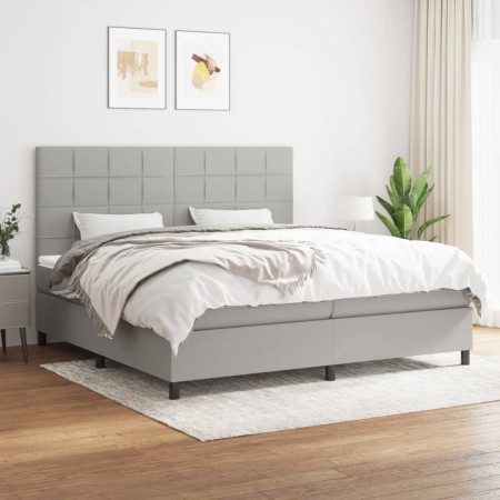 Cama box spring con colchón tela gris claro 200x200 cm de vidaXL, Camas y somieres - Ref: Foro24-3141801, Precio: 681,16 €, D...