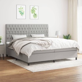 Cama box spring con colchón tela gris claro 200x200 cm de vidaXL, Camas y somieres - Ref: Foro24-3142041, Precio: 712,45 €, D...