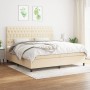 Box spring bed with cream fabric mattress 200x200 cm by vidaXL, Beds and slatted bases - Ref: Foro24-3142046, Price: 732,79 €...