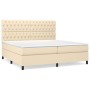 Box spring bed with cream fabric mattress 200x200 cm by vidaXL, Beds and slatted bases - Ref: Foro24-3142046, Price: 732,79 €...