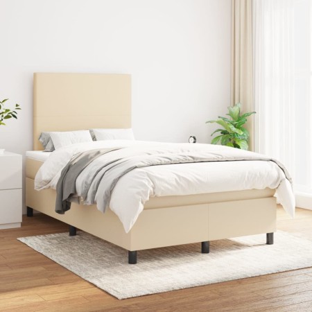 Cama box spring con colchón tela color crema 120x200 cm de vidaXL, Camas y somieres - Ref: Foro24-3141606, Precio: 423,48 €, ...