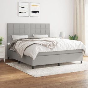 Cama box spring con colchón tela gris claro 180x200 cm de vidaXL, Camas y somieres - Ref: Foro24-3141793, Precio: 609,39 €, D...