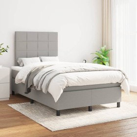 Box spring bed with light gray fabric mattress 120x200 cm by vidaXL, Beds and slatted bases - Ref: Foro24-3141761, Price: 418...