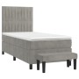 Cama box spring con colchón terciopelo gris claro 90x190 cm de vidaXL, Camas y somieres - Ref: Foro24-3137941, Precio: 370,74...