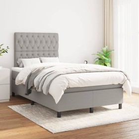 Cama box spring con colchón tela gris claro 120x200 cm de vidaXL, Camas y somieres - Ref: Foro24-3142001, Precio: 435,68 €, D...