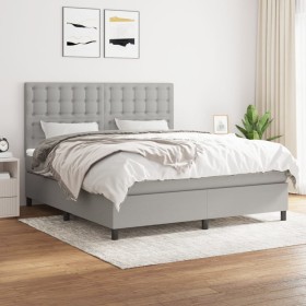 Cama box spring con colchón tela gris claro 180x200 cm de vidaXL, Camas y somieres - Ref: Foro24-3142113, Precio: 594,91 €, D...