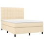 Cama box spring con colchón tela color crema 140x200 cm de vidaXL, Camas y somieres - Ref: Foro24-3141782, Precio: 508,14 €, ...