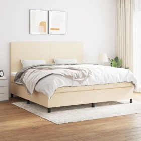 Cama box spring con colchón tela color crema 200x200 cm de vidaXL, Camas y somieres - Ref: Foro24-3141646, Precio: 671,05 €, ...