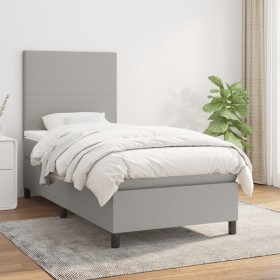 Cama box spring con colchón tela gris claro 100x200 cm de vidaXL, Camas y somieres - Ref: Foro24-3141593, Precio: 370,04 €, D...