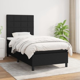 Cama box spring con colchón tela negro 90x200 cm de vidaXL, Camas y somieres - Ref: Foro24-3141747, Precio: 328,49 €, Descuen...