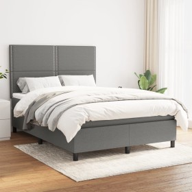 Cama box spring con colchón tela gris oscuro 140x200 cm de vidaXL, Camas y somieres - Ref: Foro24-3141698, Precio: 489,99 €, ...