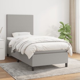 Box spring bed with light gray fabric mattress 90x190 cm by vidaXL, Beds and slatted bases - Ref: Foro24-3141577, Price: 348,...