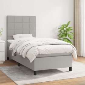 Box spring bed with light gray fabric mattress 90x190 cm by vidaXL, Beds and slatted bases - Ref: Foro24-3141737, Price: 349,...