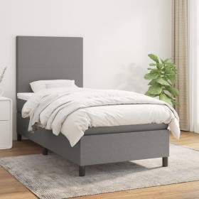 Cama box spring con colchón tela gris oscuro 90x200 cm de vidaXL, Camas y somieres - Ref: Foro24-3141586, Precio: 341,49 €, D...