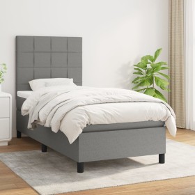 Box spring bed with dark gray fabric mattress 90x200 cm by vidaXL, Beds and slatted bases - Ref: Foro24-3141746, Price: 347,9...