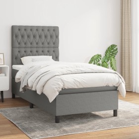 Box spring bed with dark gray fabric mattress 90x200 cm by vidaXL, Beds and slatted bases - Ref: Foro24-3141986, Price: 360,0...