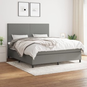 Cama box spring con colchón tela gris oscuro 180x200 cm de vidaXL, Camas y somieres - Ref: Foro24-3141634, Precio: 622,30 €, ...