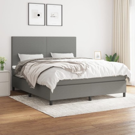 Cama box spring con colchón tela gris oscuro 180x200 cm de vidaXL, Camas y somieres - Ref: Foro24-3141634, Precio: 610,05 €, ...