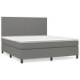 Cama box spring con colchón tela gris oscuro 180x200 cm de vidaXL, Camas y somieres - Ref: Foro24-3141634, Precio: 610,05 €, ...