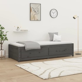 Gray solid pine wood sofa bed 80x200 cm by vidaXL, Beds and slatted bases - Ref: Foro24-821586, Price: 201,99 €, Discount: %