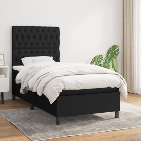 Box spring bed with black fabric mattress 100x200 cm by vidaXL, Beds and slatted bases - Ref: Foro24-3141995, Price: 360,83 €...