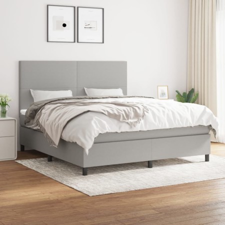 Box spring bed with light gray fabric mattress 180x200 cm by vidaXL, Beds and slatted bases - Ref: Foro24-3141633, Price: 608...