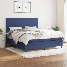 Box spring bed with blue fabric mattress 160x200 cm by vidaXL, Beds and slatted bases - Ref: Foro24-3141631, Price: 583,87 €,...