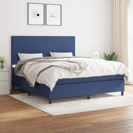 Cama box spring con colchón tela azul 160x200 cm de vidaXL, Camas y somieres - Ref: Foro24-3141631, Precio: 571,05 €, Descuen...