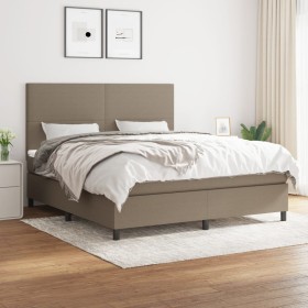 Box spring bed with taupe gray fabric mattress 180x200 cm by vidaXL, Beds and slatted bases - Ref: Foro24-3141637, Price: 635...