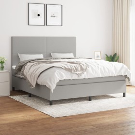 Box spring bed with light gray fabric mattress 160x200 cm by vidaXL, Beds and slatted bases - Ref: Foro24-3141625, Price: 594...