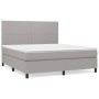 Box spring bed with light gray fabric mattress 160x200 cm by vidaXL, Beds and slatted bases - Ref: Foro24-3141625, Price: 583...