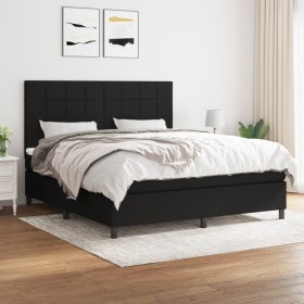 Box spring bed with black fabric mattress 160x200 cm by vidaXL, Beds and slatted bases - Ref: Foro24-3141787, Price: 584,55 €...