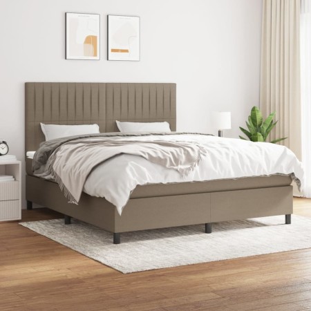 Cama box spring con colchón tela gris taupe 180x200 cm de vidaXL, Camas y somieres - Ref: Foro24-3141957, Precio: 636,87 €, D...