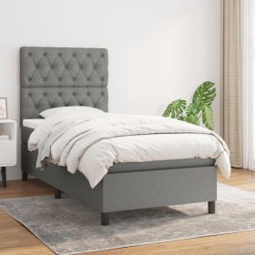 Cama box spring con colchón tela gris oscuro 80x200 cm de vidaXL, Camas y somieres - Ref: Foro24-3141970, Precio: 320,23 €, D...