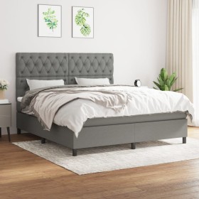 Cama box spring con colchón tela gris oscuro 160x200 cm de vidaXL, Camas y somieres - Ref: Foro24-3142026, Precio: 583,33 €, ...