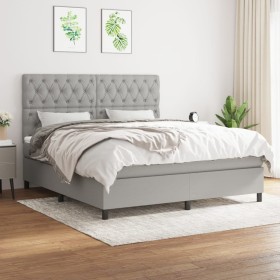 Box spring bed with light gray fabric mattress 160x200 cm by vidaXL, Beds and slatted bases - Ref: Foro24-3142025, Price: 628...