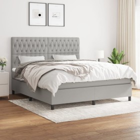 Box spring bed with light gray fabric mattress 180x200 cm by vidaXL, Beds and slatted bases - Ref: Foro24-3142033, Price: 645...