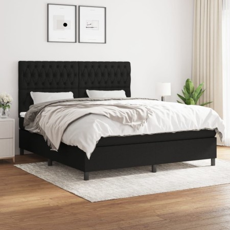 Cama box spring con colchón tela negro 180x200 cm de vidaXL, Camas y somieres - Ref: Foro24-3142035, Precio: 660,71 €, Descue...