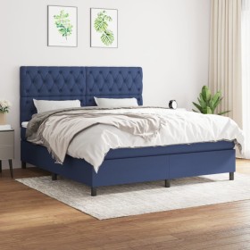 Box spring bed with blue fabric mattress 160x200 cm by vidaXL, Beds and slatted bases - Ref: Foro24-3142031, Price: 616,99 €,...