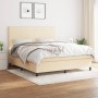 Box spring bed with cream fabric mattress 160x200 cm by vidaXL, Beds and slatted bases - Ref: Foro24-3141630, Price: 595,39 €...