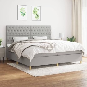 Cama box spring con colchón tela gris claro 200x200 cm de vidaXL, Camas y somieres - Ref: Foro24-3142601, Precio: 663,39 €, D...