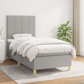 Box spring bed with light gray fabric mattress 80x200 cm by vidaXL, Beds and slatted bases - Ref: Foro24-3142289, Price: 321,...