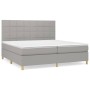 Box spring bed with light gray fabric mattress 200x200 cm by vidaXL, Beds and slatted bases - Ref: Foro24-3142361, Price: 622...