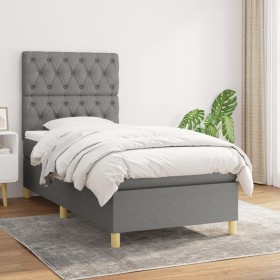 Cama box spring con colchón tela gris oscuro 80x200 cm de vidaXL, Camas y somieres - Ref: Foro24-3142530, Precio: 340,99 €, D...