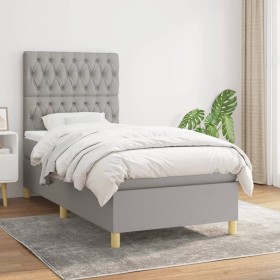 Box spring bed with light gray fabric mattress 90x200 cm by vidaXL, Beds and slatted bases - Ref: Foro24-3142545, Price: 355,...