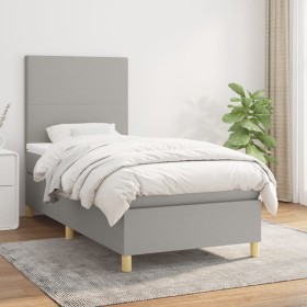 Cama box spring con colchón tela gris claro 80x200 cm de vidaXL, Camas y somieres - Ref: Foro24-3142129, Precio: 321,98 €, De...