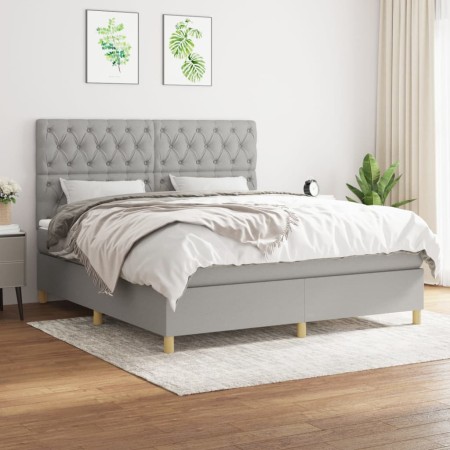 Box spring bed with light gray fabric mattress 160x200 cm by vidaXL, Beds and slatted bases - Ref: Foro24-3142585, Price: 608...