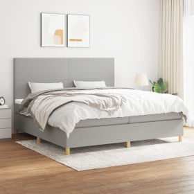 Box spring bed with light gray fabric mattress 200x200 cm by vidaXL, Beds and slatted bases - Ref: Foro24-3142201, Price: 621...