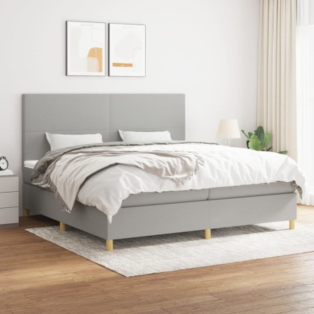 Cama box spring con colchón tela gris claro 200x200 cm de vidaXL, Camas y somieres - Ref: Foro24-3142201, Precio: 621,42 €, D...